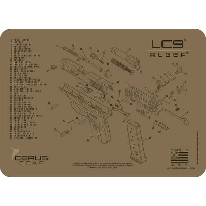 Top Maintenance Mat for Ruger LC9