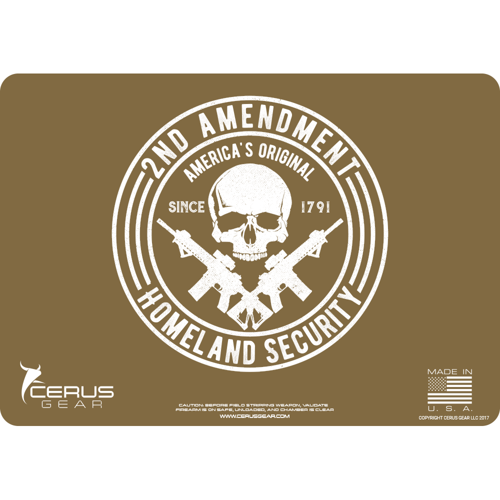 COYOTE TAN SECOND AMENDMENT SKULL CLEANING MAT