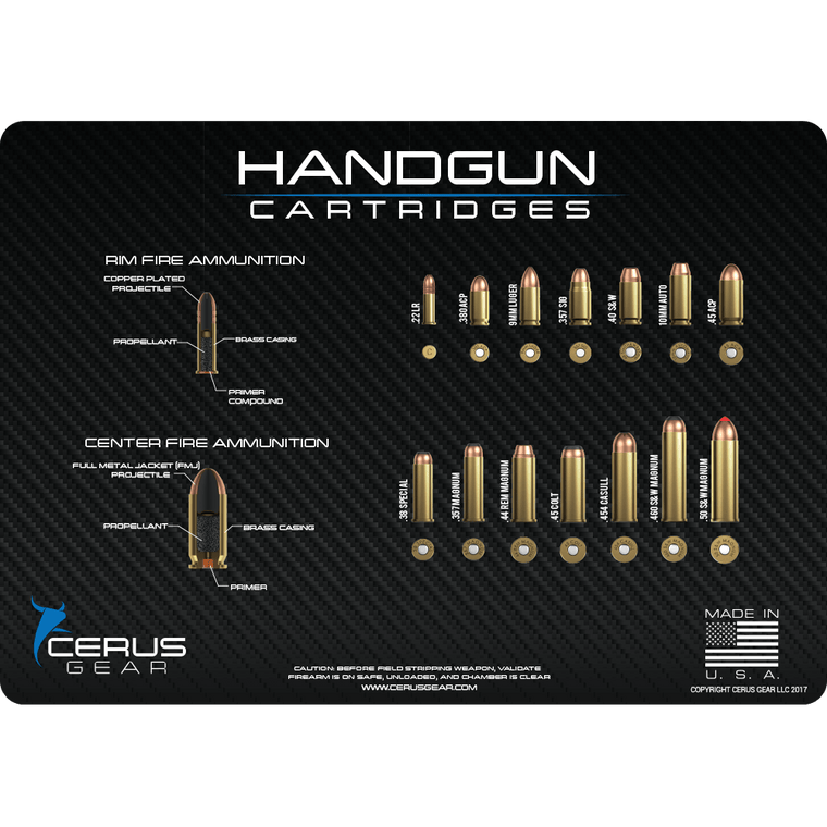 Top Handgun Cartridges Gun Mat