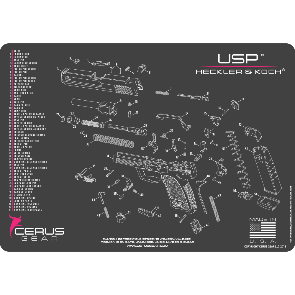 Heckler & Koch® USP® Schematic Handgun Mat