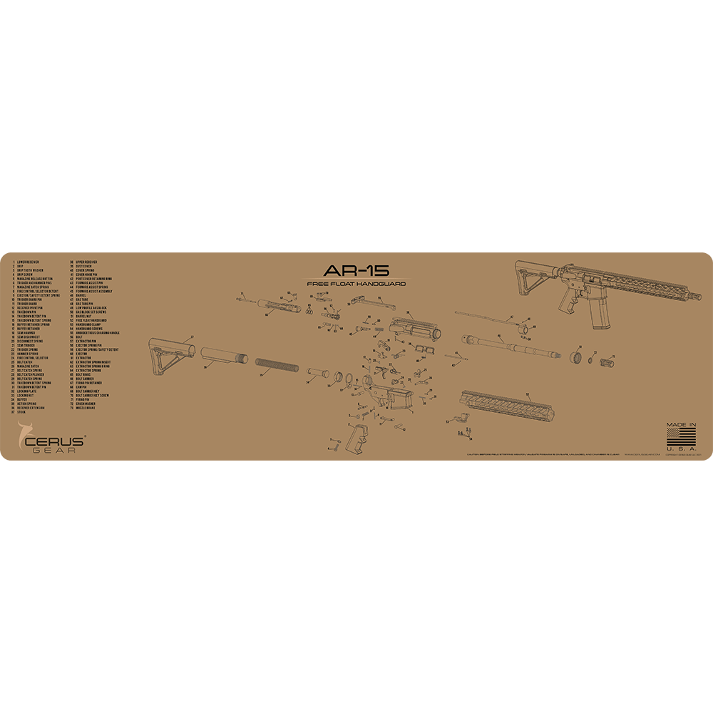 AR-15 Free Float Schematic Handguard Magnum Gun Mat