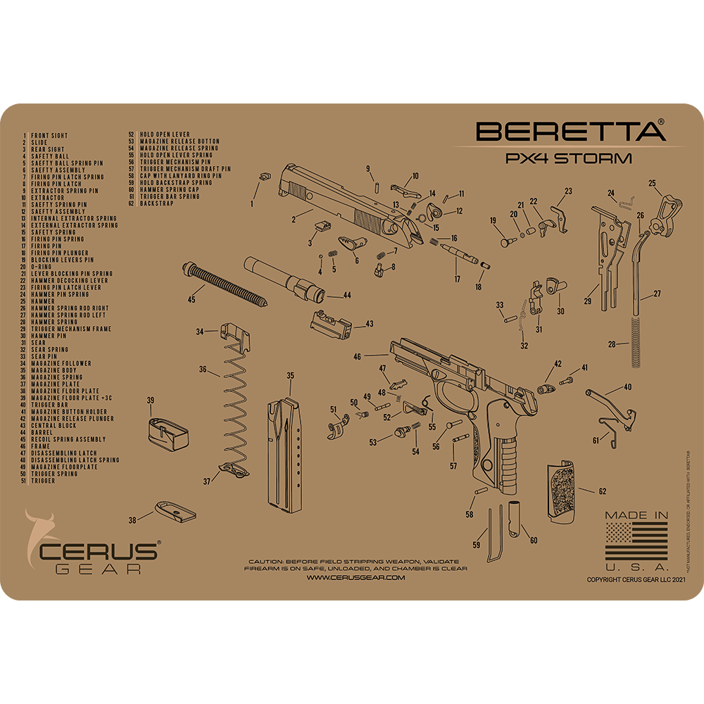 Beretta PX4 Storm Schematic Handgun Mat