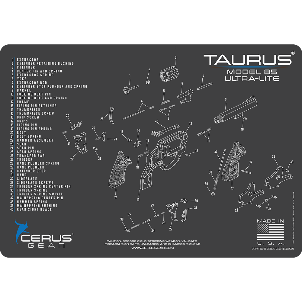 Taurus Model 85 Schematic Handgun Mat