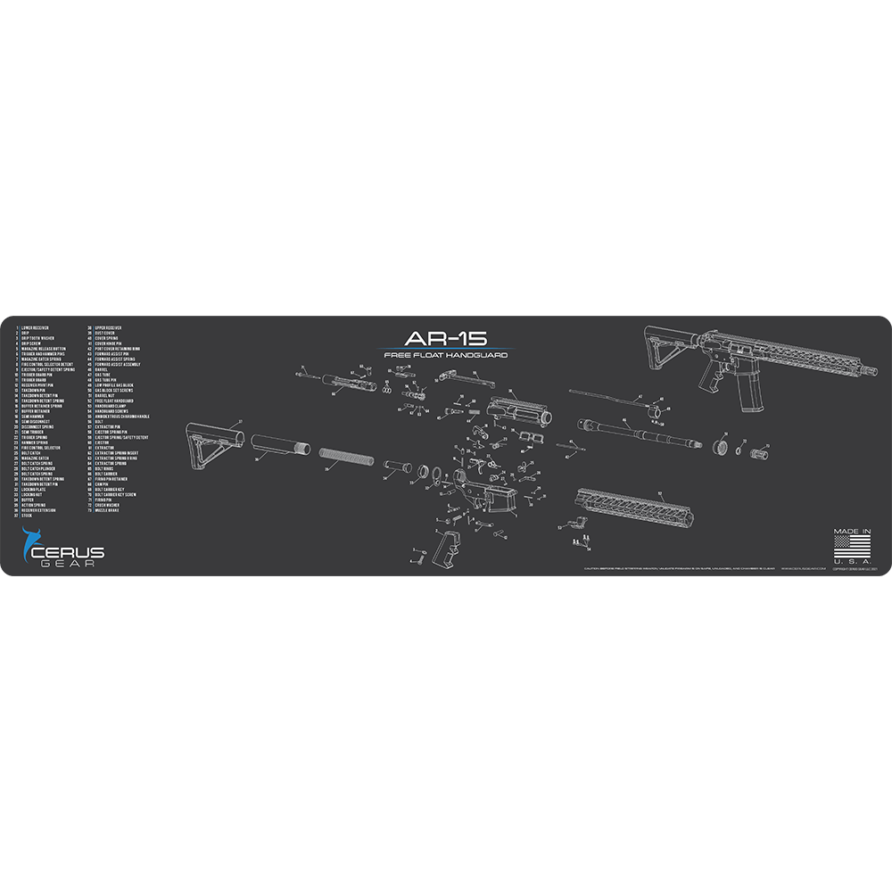 AR-15 Free Float Schematic Handguard Magnum Gun Mat