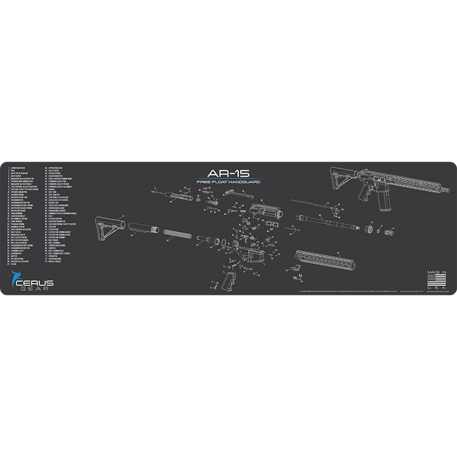 AR-15 Free Float Schematic Handguard Magnum Gun Mat