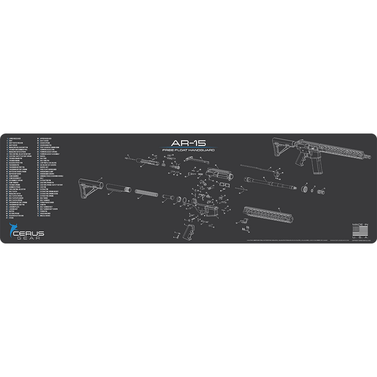 AR-15 Free Float Schematic Handguard Magnum Gun Mat