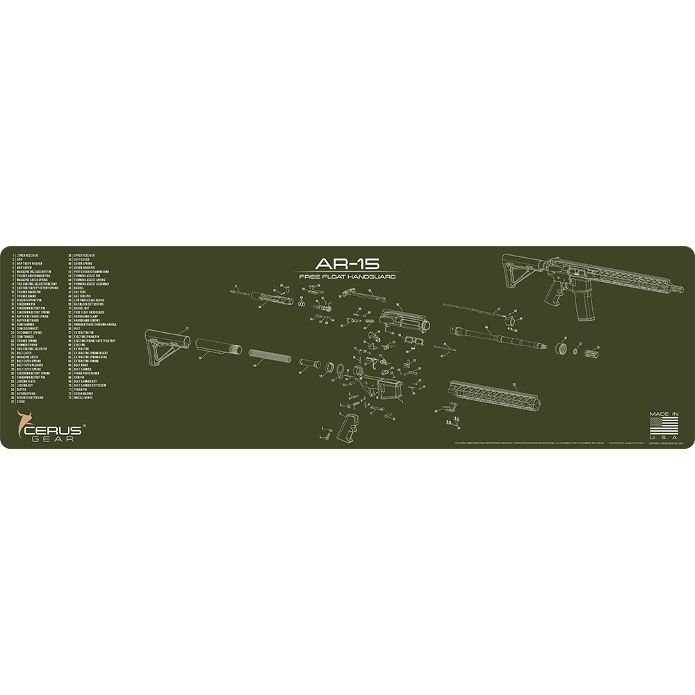 AR-15 Free Float Schematic Handguard Magnum Gun Mat
