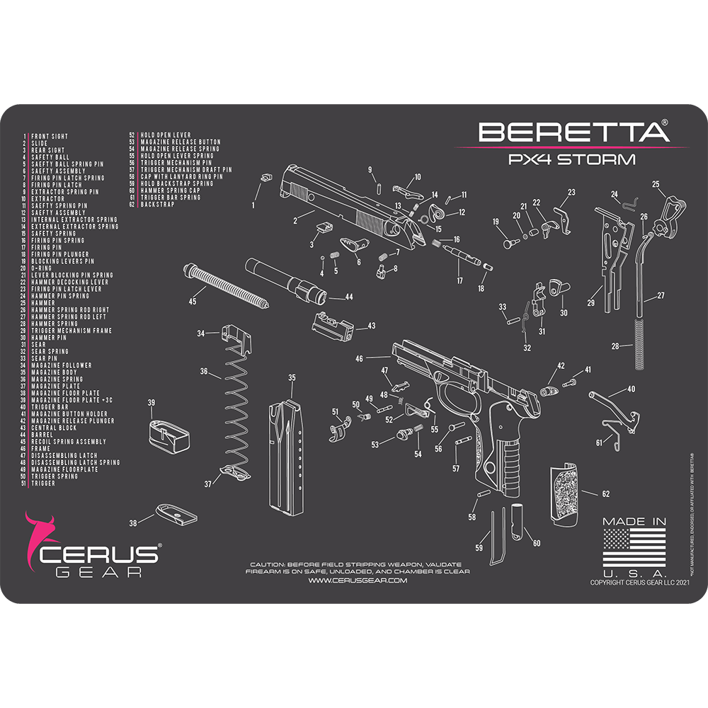 Beretta PX4 Storm Schematic Handgun Mat