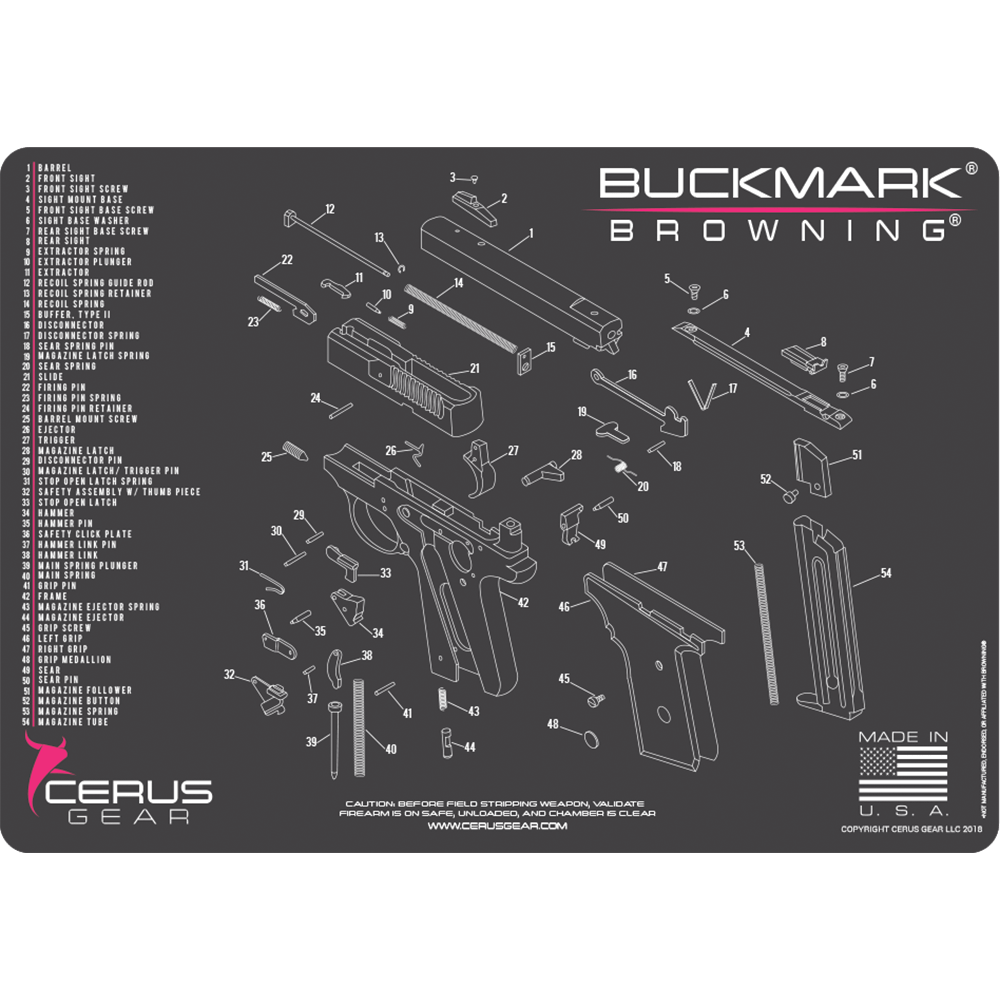 Browning® Buckmark® Schematic Handgun Mat