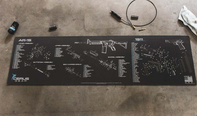 AR-15 & 1911 Schematic Combo Magnum Gun Mat