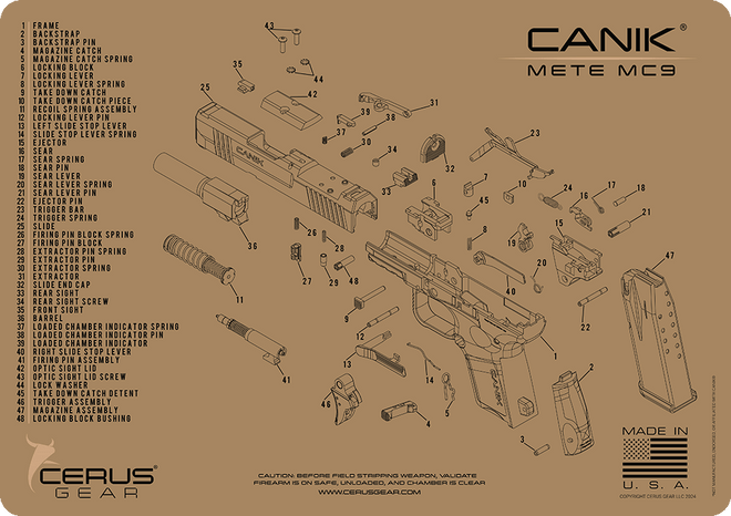 Canik® METE MC9 Schematic Handgun Mat