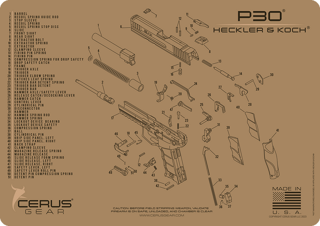 Heckler & Koch® P30® Schematic Handgun Mat