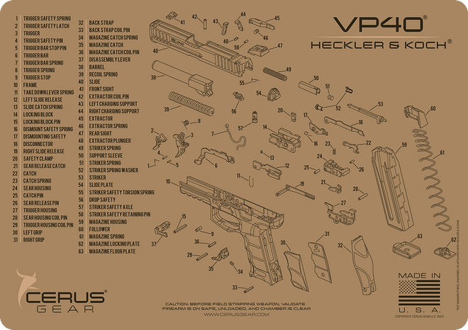 Heckler & Koch® VP40® Schematic Handgun Mat
