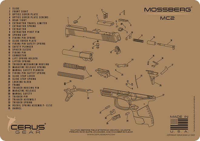 Mossberg MC2c Handgun Schematic Gun Mat