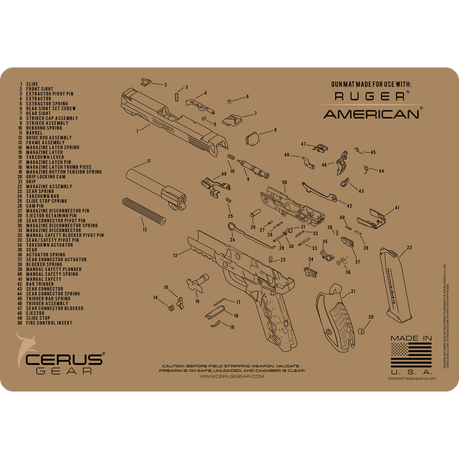Ruger® American® Handgun Schematic Gun Mat