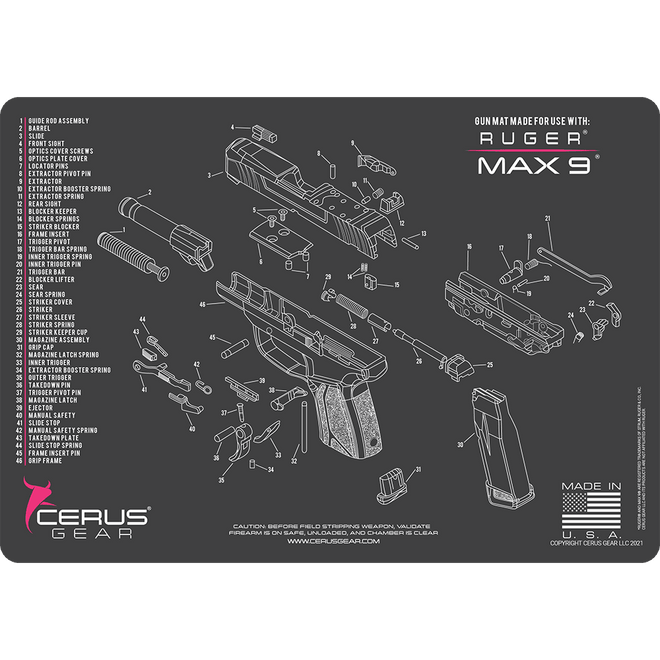 Ruger Max 9® Schematic Handgun Mat