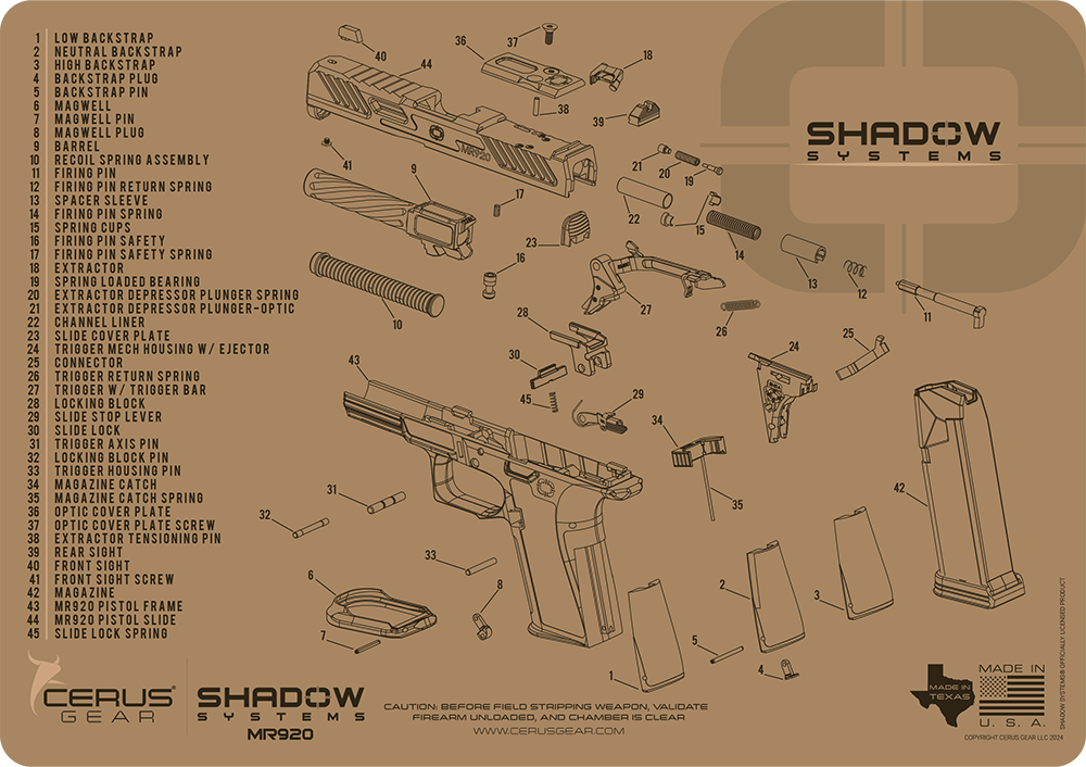 Shadow Systems® MR920 Schematic Handgun Mat