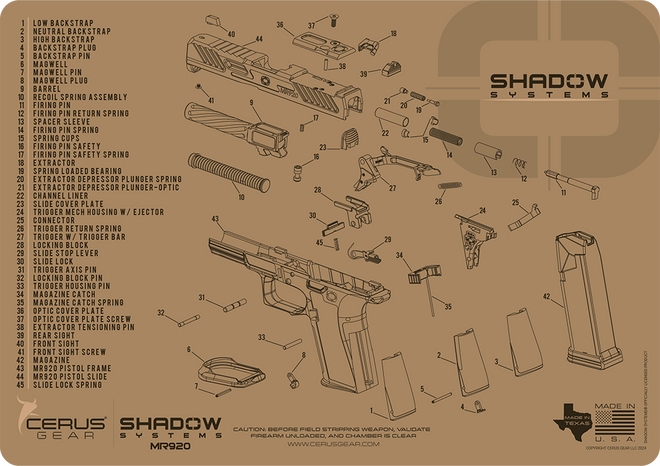 Shadow Systems® MR920 Schematic Handgun Mat