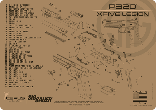 SIG SAUER® P320 X-Five Legion Schematic Handgun Mat