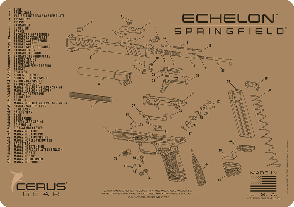 Springfield® Echelon™ Schematic Handgun Mat