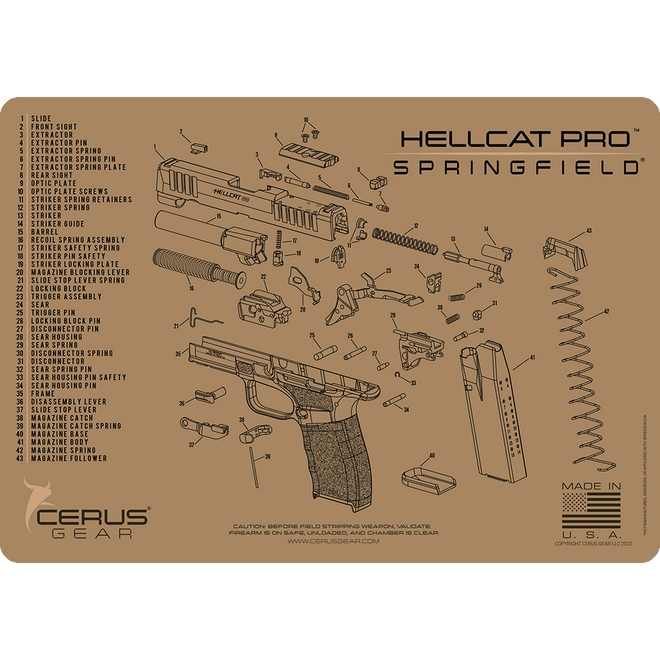 Springfield® Hellcat Pro™ Schematic Handgun Mat