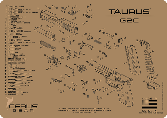 Taurus G2C Schematic Handgun Mat