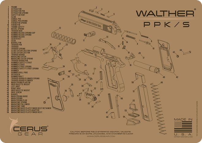 Walther® PPK® Schematic Handgun Mat
