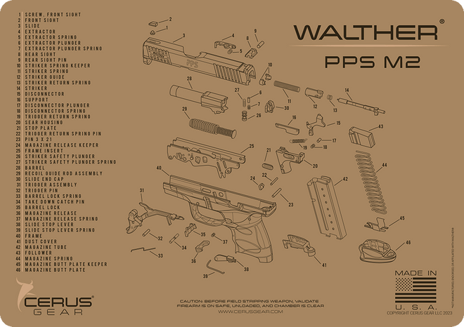 Walther® PPS M2® Schematic Handgun Mat