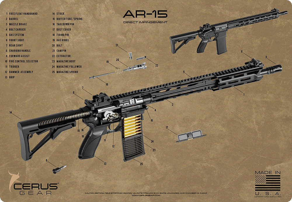 Rendered AR-15 Schematic Bench Mat