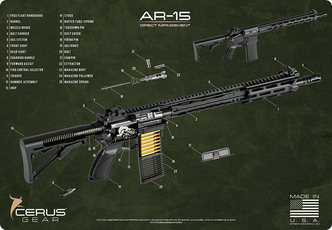 Rendered AR-15 Schematic Bench Mat