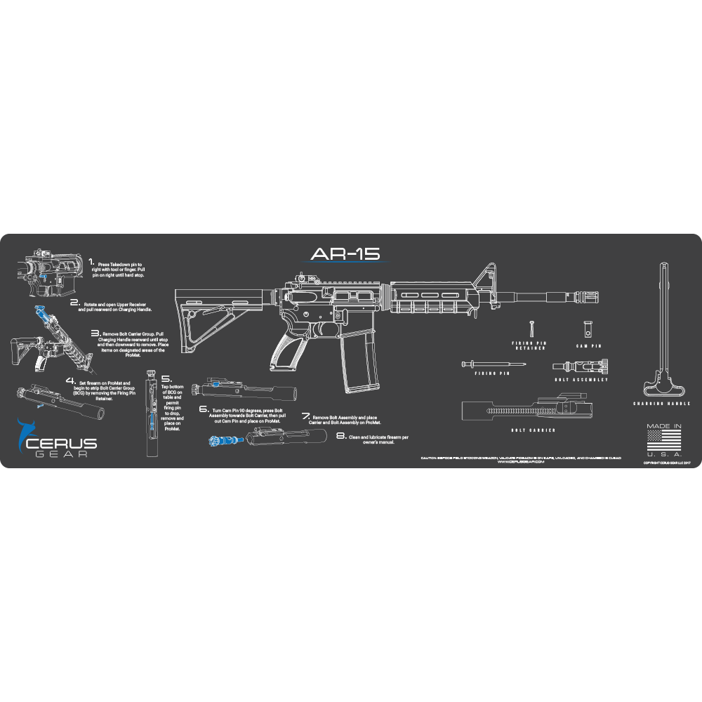 BEST AR CLEANING MAT WITH FIELD STRIP DIRECTIONS