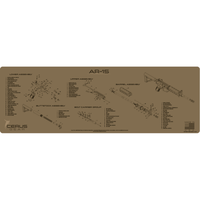 BEST TACTICAL AR15 SCHEMATIC GUN MAT COYOTE TAN