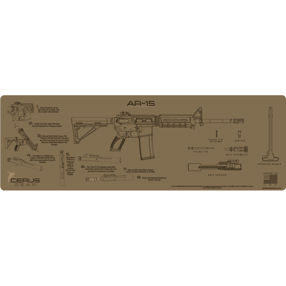 COYOTE TAN AR-15 CLEANING DIRECTIONS ON PAD