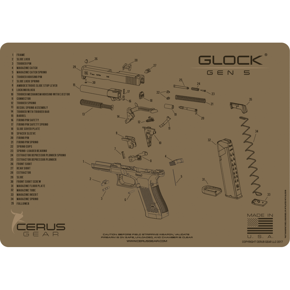 BEST COYOTE TAN NEW GLOCK CLEANING MAT GEN 5