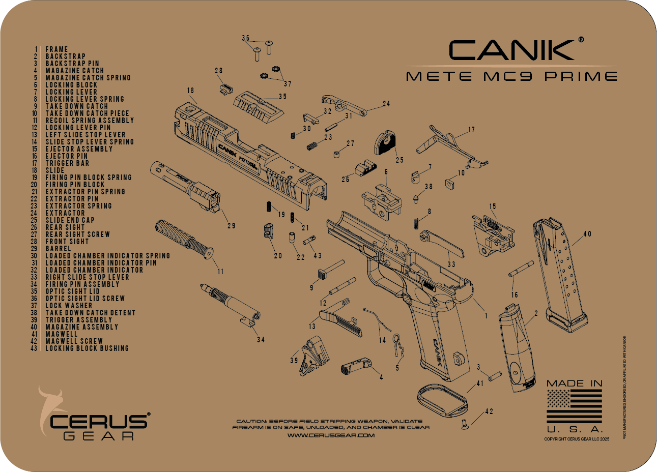 Canik® METE MC9 Prime Schematic Handgun Mat