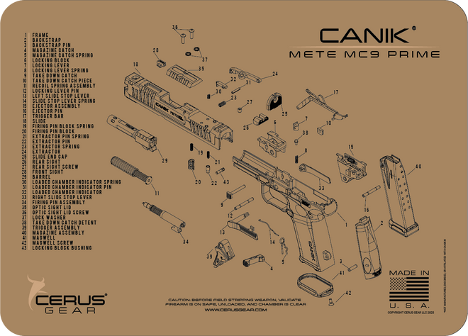 Canik® METE MC9 Prime Schematic Handgun Mat