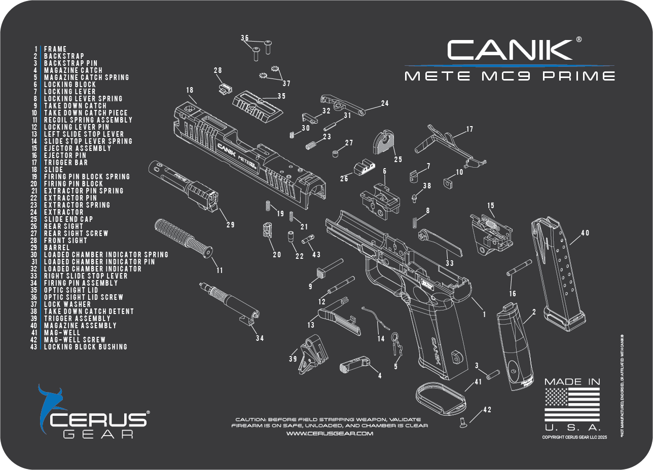 Canik® METE MC9 Prime Schematic Handgun Mat