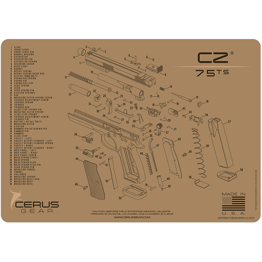 CZ® 75 TS Schematic Handgun Mat