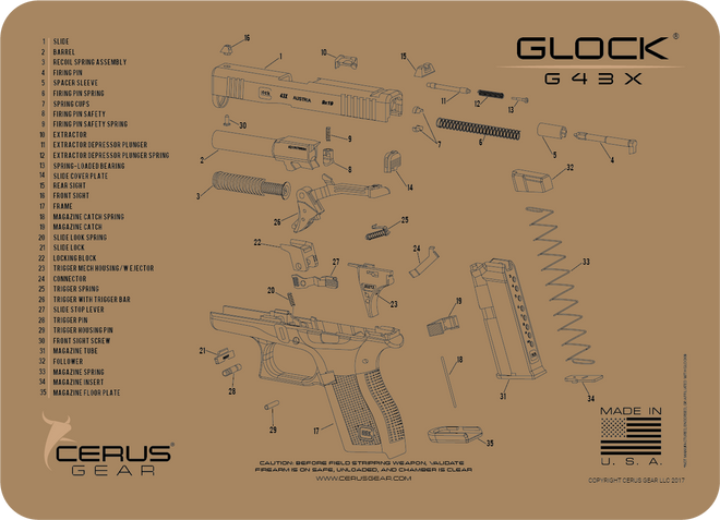 Glock® 43X Schematic Handgun Mat
