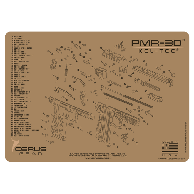 Kel-Tec® PMR-30 Schematic Handgun Mat