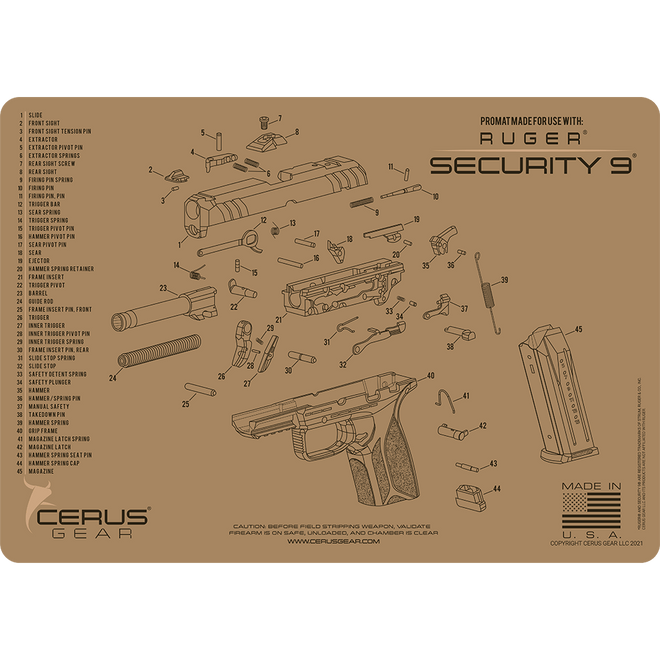 Ruger Security 9® Schematic Handgun Mat