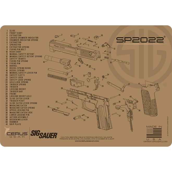 SIG SAUER® SP2022 Schematic Handgun Mat