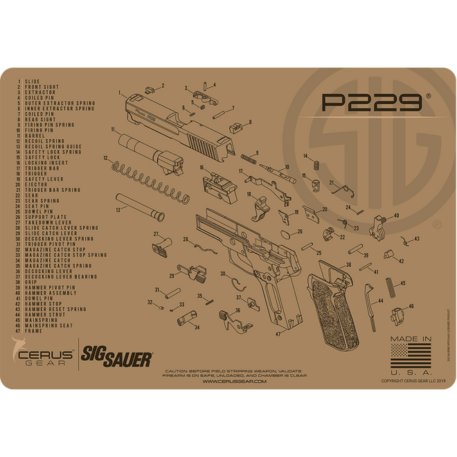 SIG SAUER® P229 Schematic Handgun Mat