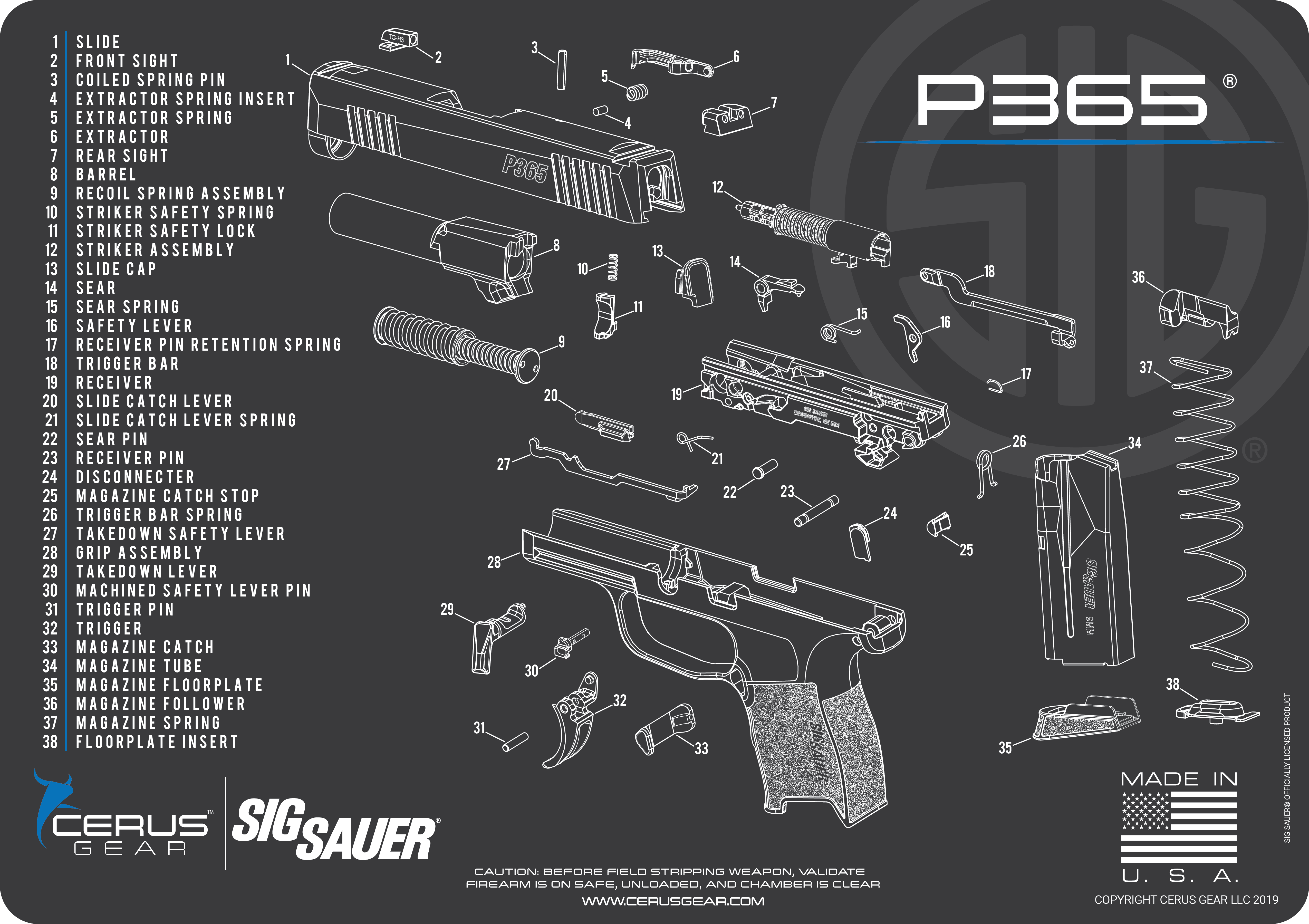 SIG SAUER® P365 Schematic Handgun Mat