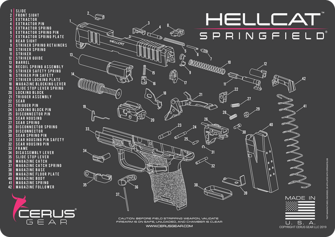 Springfield® Hellcat Schematic Handgun Mat