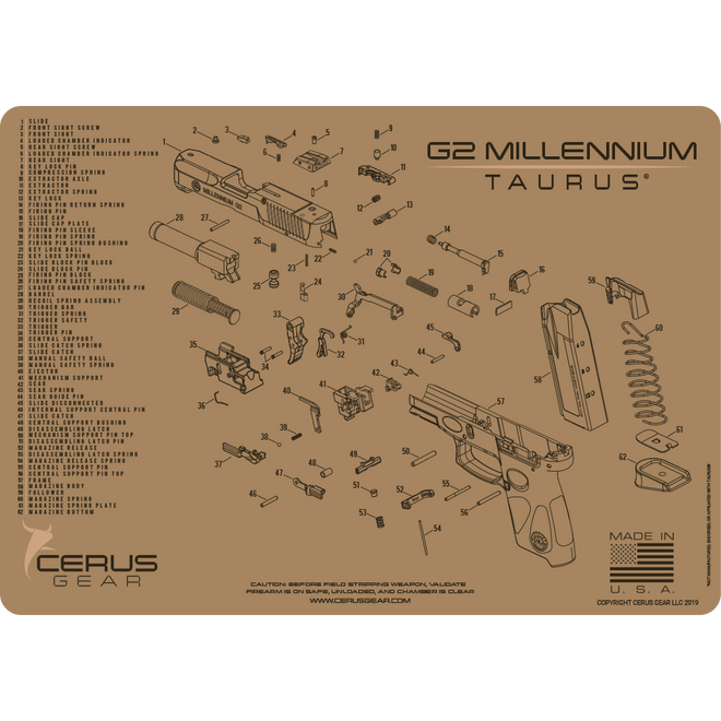 Taurus G2 Millenium Schematic Handgun Mat