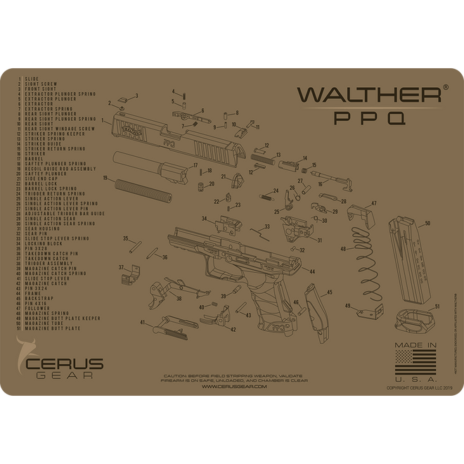 Walther® PPQ® Schematic Handgun Mat