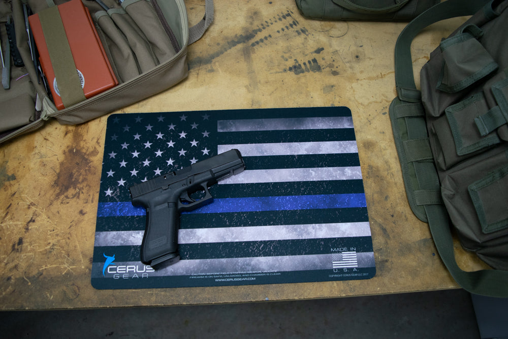 GUN CLEANING MAT GLOCK USA FLAG POLICE SUPPORT