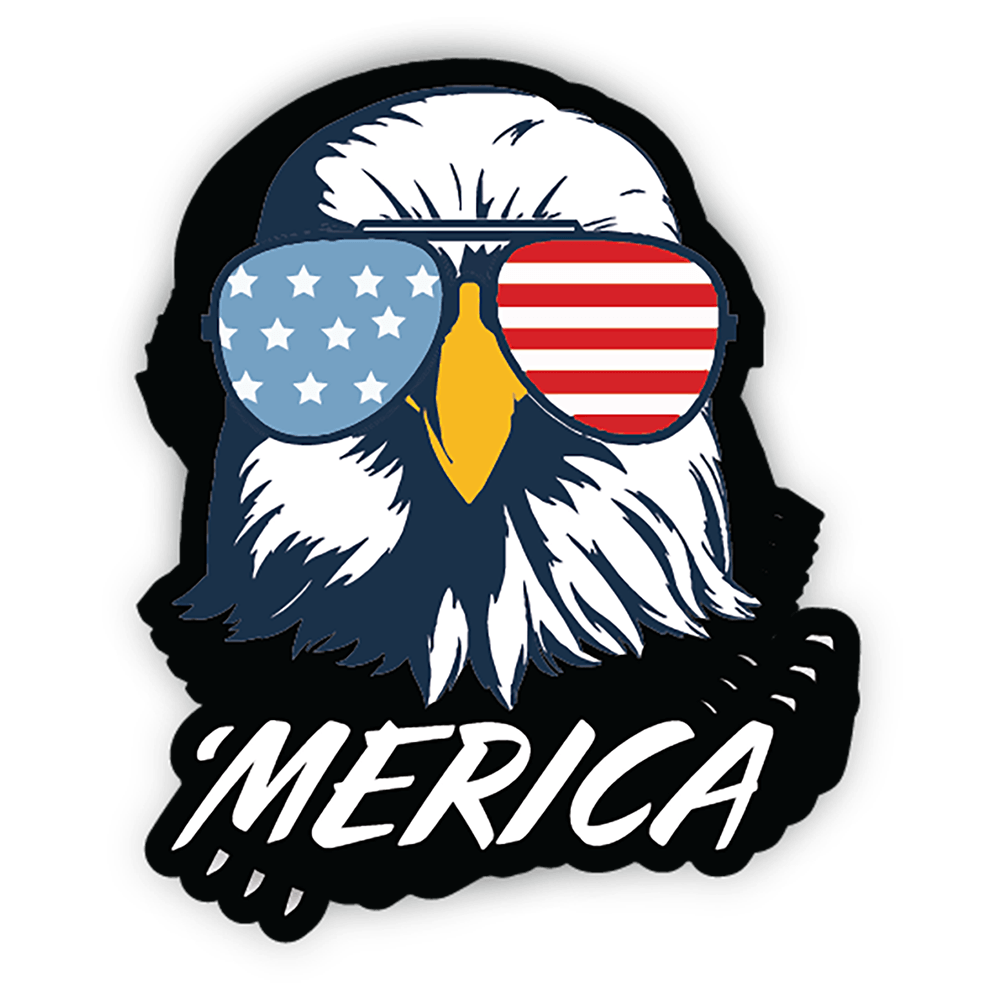 'Merica Eagle Decal Die Cut Sticker Indoor/Outdoor Use Size: 3.25" x 4". Patriotic sticker