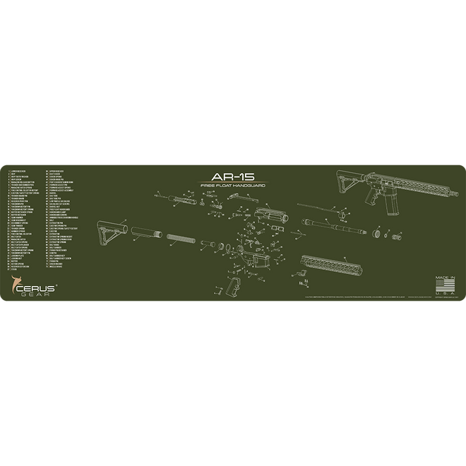 AR-15 Free Float Schematic Handguard Magnum Gun Mat